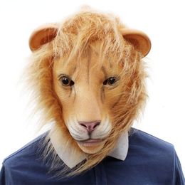 Party Masks Latex Lion Mask Full Face Animal Halloween Masquerade Birthday Cosplay 230901