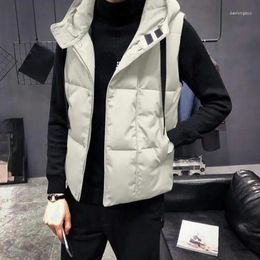 Men's Vests Winter Men Hooded Jackets Sleeveless Mens Casual Windproof Warm Waistcoat Spring Autumn Vest Male L60