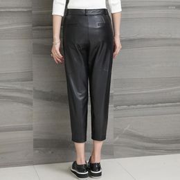 Women's Pants Real Sheepskin Black Women Plus Size Trousers Streetwear Genuine Leather Ladies Casual Pantalon Femme LWL1607