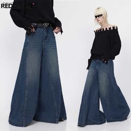Women's Jeans REDDACHiC Korean Stylish Women Baggy Jeans Flared Leg Loose Vintage Elephant Bell Bottoms Bootcut Blue Pants High Waist Trousers Q230904