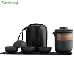 Tea Cups Ceramic Kung Fu Set with Travel Bag Teaware Porcelain Pot and Cup Chinese Portable One Teapot Four 230901