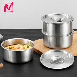 Dinnerware Sets 304 Stainless Steel Steamed Egg Bowl With Lids Kitchen Tableware Fruit Salad Dessert Soup Food Container Rice Noodles 230901