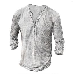 Men's T Shirts Spring Summer Casual Long Sleeve T-shirt Pullover Sweatshirt Fashion Loose Buttoned Solid Colour For Men