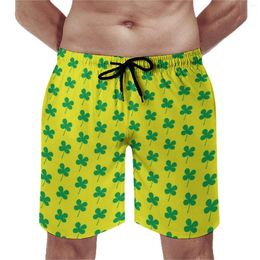 Men's Shorts Green Shamrock Gym St Patricks Day Hawaii Beach Short Pants Custom Sports Surf Comfortable Swimming Trunks Birthday Gift