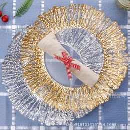 Dishes Plates Gold Glass Snowflake Plate Irregular Bamboo Silver 230901