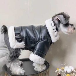 Dog Apparel Leather Motorcycle et Coat Pet Clothing Dogs Thicken Dog Clothes French Bulldog Fashion Autumn Winter Black Boy Mascotas L231225