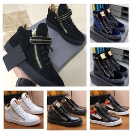 Novità Scarpe da ginnastica di design con cerniera scarpe casual claskin scarpe alte in velluto nero per uomo e donna piattaforma sneaker abbinamento completo Scarpe da coppia per uomo e donna