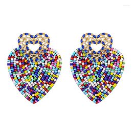Dangle Earrings ZHINI Simple Charming Double Heart Drop For Women Boho Ethnic Bead Earring Statement Jewellery Gift Pendientes
