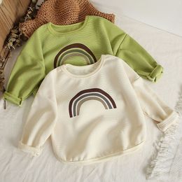 Hoodies Sweatshirts Autumn Childrens Sweater Rainbow Pattern Longsleeved Top Clothes Kids Baby Girl Boy Swwatshirt Toddler Infant Hoodie Coat 17Y 230901