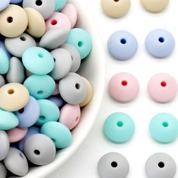 Teethers Toys CuteIdea 20Pcs Silicone Beads 12MM Lentil DIY Baby Pacifier Chain Pendant A Free Chewable Colourful Teether 230901