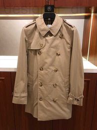 Mens Casual Trench Coats designer Autumn and winter classic men's mid length trench coat High quality British style