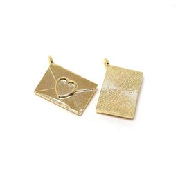 Charms 2pcs Envelope 24K Gold Colour Plated Brass Heart Pendant Rays Necklace Dangle Earring Jewellery Making