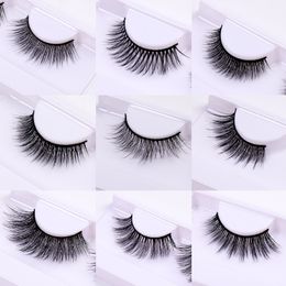 Thick Curled Fake Eyelashes Wispy Hand Made Reusable Multilayer 3D False Lashes Extensions Naturally Soft Light Full Strip Lash Beauty Supply