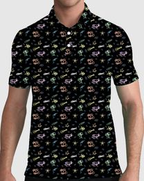 Men's Polos Neon Hawaiian Polo TShirts Art Print Trending Shirt Summer ShortSleeve Custom Clothing 230901