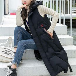 Women's Vests Hooded Vest Warm Casual Sleeveless Lightweight Quilted Loose Zip Gilet Outdoor Padded Down Long Coat