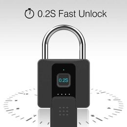 Door Locks Fingerprint Smart Padlock Electronic Lock Smart Door Locks APP Remote Control IP65 Waterproof Fingerprint Padlock with Key HKD230903