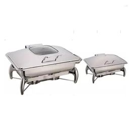 Dinnerware Sets YUFEH Good Quality Silver Plated Luxury Chafing Dish Set With Glass Lid High-end Buffet Stove Warmer El Dishes