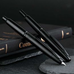 Fountain Pens Hot Sale Matte Black MAJOHN A1 Press Fountain Pen Retractable Extra Fine Nib 0.4mm Metal Ink Pen with Converter for Writing HKD230904