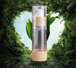 wholesale New Bamboo Cosmetic Packaging Bottle 20ml 30ml 50ml 80ml 100ml 120ml Empty Airless Vacuum Pump Bottles for Makeup Cream ZZ