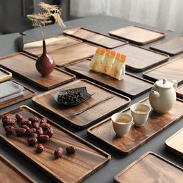 Dishes Plates Japanese Style Dry Bubble Tray Solid Wood Tea Black Walnut Coffee Home Upscale Dinner Plate Set Accessories 230901