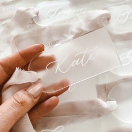 Other Event Party Supplies Blank Frosted Acrylic Place Card Arch Luggage Tags Wedding Guest Escort Name Gift Tag Reserved Seat Sign Mirror Gold Silver 230901