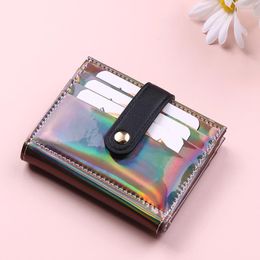 Card Holders Fashion Short Holder Coin Wallets For Young Girl Purse Brand Laser Light Surface Pu Leather Women 2023