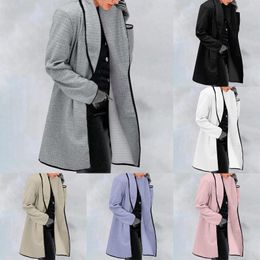 Women's Trench Coats Womens Fashion Winter Long Sleeve Open Cardigan Colour Casual Wool Coat Jacket Ladies Warm Slim Overcoat