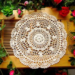 Table Mats White Handmade Crochet Doilies Cotton Lace Outdoor Setting For 2 Dining With Storage Set 4