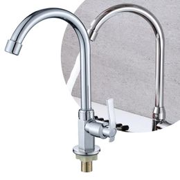 Bathroom Sink Faucets Swivel Spout Kitchen Faucet Plating Silver Single Cold Water Stainless Steel Bathrooms Practical