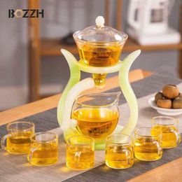 Tea Cups BOZZH Creative Artefact Lazy Kung Fu Set Heatresistant Glass Teapot Infuser Coffee Automatic Magnetic Teaware Drinkware 230901