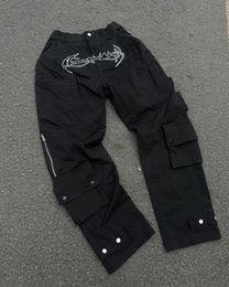 Men's Jeans Y2k Jeans Harajuku Hip Hop Retro Black Multi Pocket Cargo Pants Man Punk Gothic Baggy Jeans Wide Leg Trousers Streetwear 230904