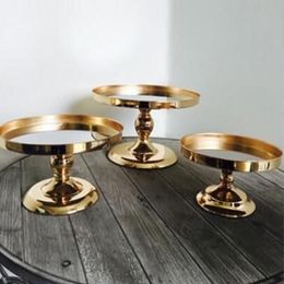 Dishes Plates 6PCS Gold Mirror Metal Round Cake Stand Wedding Birthday Party Dessert Cupcake Pedestal Display Plate Home Decor ZZ