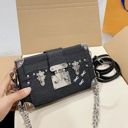 Classic Box Crossbody Bag Chain 5a Quality Shoulder Bags Genuine Leather Removable Strap Silver Hardware S-Lock Small Handbags Purse 19cm