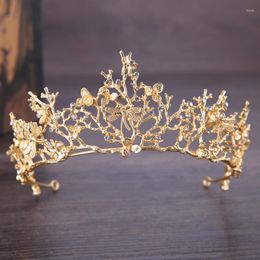 Hair Clips Vintage Wedding Crown Butterfly Rhinestone Crystal Bridal Accessories Princess Headdress Handmade Gifts
