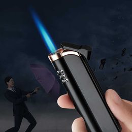 Torch Turbine Lighter Jet Blue Fire Cigar No Gas Lighter Cigarette Lighter 1300 C Butane Windproof Lighters Smoking Accessories 7777