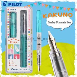 Fountain Pens PILOT FKA-1SR Smiley Face Fountain Pen Limited Edition Colorful Transparent Rod Kakuno Practice Calligraphy Student Stationery HKD230904