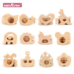 Teethers Toys 1pcs Wooden Baby Teether Animal BPA Free DIY Pacifier Chain Necklace Accessories Tooth Pendant Nursing Gift 230901