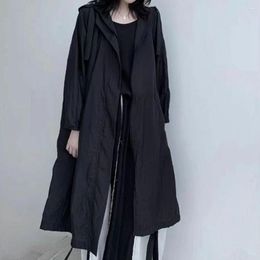 Women's Trench Coats Plus Size 6XL 150kg Autumn Women Thin Long Coat With Hooded Lady Casual Zipper Outwear Sleeve