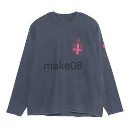 Men's Hoodies Sweatshirts Cavempt CE19SS Spring Summer Batik Washed Men Women Pink Cross Patch Tshirt Japanese Round Neck Longsleeved Tshirt J230904