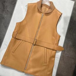 Women's Leather Female Real Gilet Women Genuine Sheep Vest