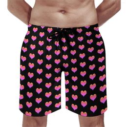Men's Shorts Pink Hearts Print Gym Summer Valentine's Day Sports Fitness Beach Short Pants Men Quick Dry Vintage Plus Size Swim Trunks