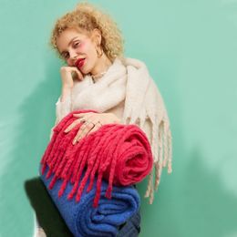 Scarves Designer Brand Women's Winter Scarf Ladies Soild Colour Cashmere Warm Shawls and Wraps Long Tassels Pashmina Blanket Scarves 230904