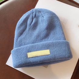 Winter Knitted Beanie cotton Hat Women men light blue high quality Knit Thick Warm Beanies Hats Female Bonnet Caps