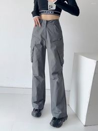 Women's Pants Summer Fashion Korean Women Pocket Cargo For High Waist Loose Thin Casual V286