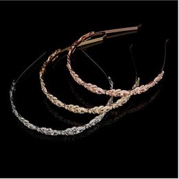 Luxury Bridal Crown Headpieces Sparkle Rose Gold Silver Rhinestone Crystals Roayal Wedding Crowns Crystal Veil Headband Hair Acces2546