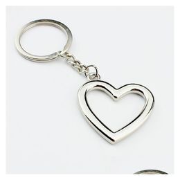 Keychains Lanyards 100Pcs/Lot Novelty Zinc Alloy Heart Shaped Metal Keyrings For Lovers Drop Delivery Fashion Accessories Oth5D
