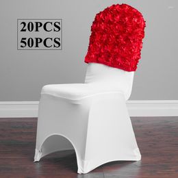 Chair Covers 50 20pcs Satin Rosette Cap Hood Fit For Lycra Spandex Cover Event Party El Decoration