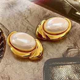 Stud Earrings Fashion Designers Oval Pearl Big Irregular Metallic For Women Personality Jewellery Wholesale