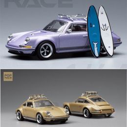 Diecast Model POP RACE 1 64 Singer 964 Gold / Purple DieCast Model Car Collection Limited Edition Hobby Toy Car 230901