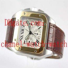 Factory Supplier 100 XL Stainless Steel 18k Gold Chronograph Quartz Mens Watch W20091X7 Men's Date WristWatches267Z